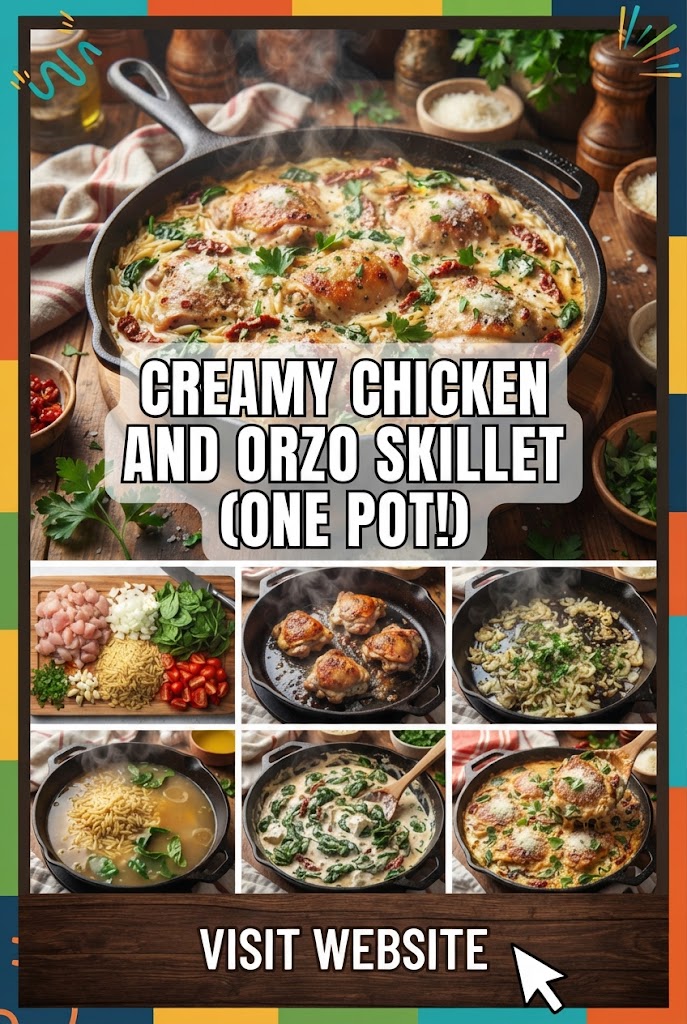 Creamy Chicken and Orzo Skillet (One Pot!)