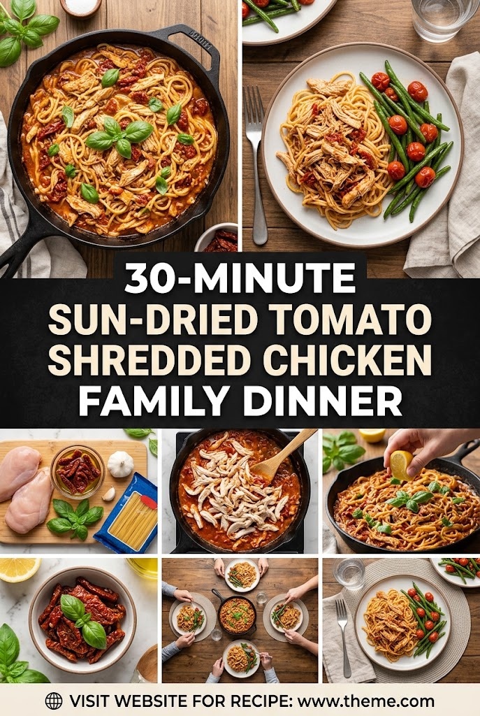 30-Minute Sun-Dried Tomato Shredded Chicken Family Dinner