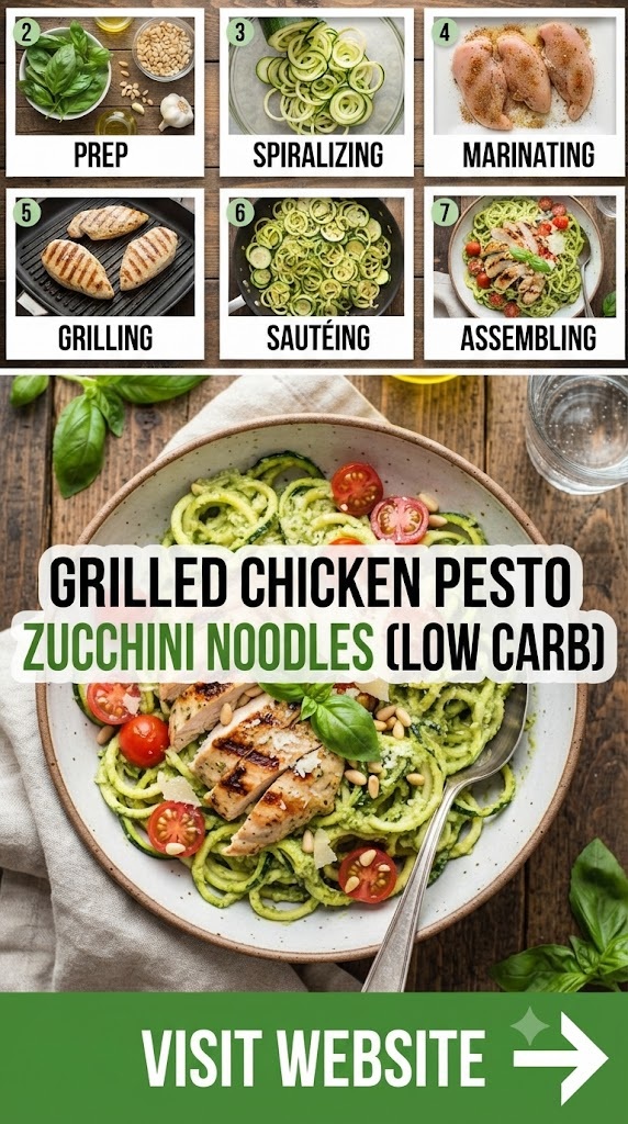 Grilled Chicken Pesto Zucchini Noodles (Low Carb)