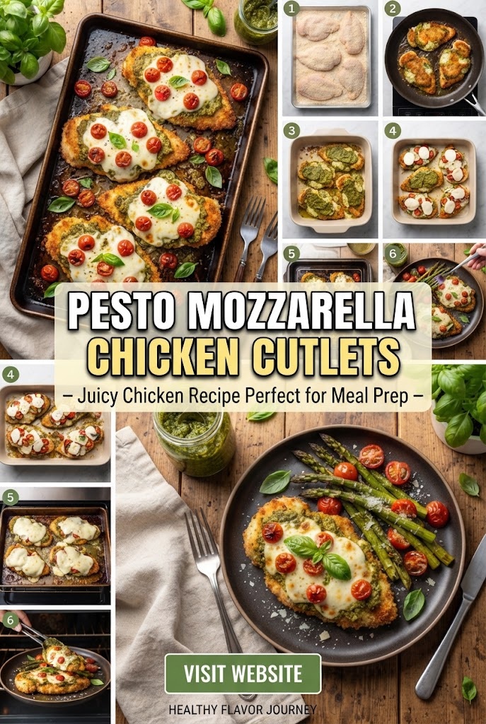 Pesto Mozzarella Chicken Cutlets – Juicy Chicken Recipe Perfect for Meal Prep