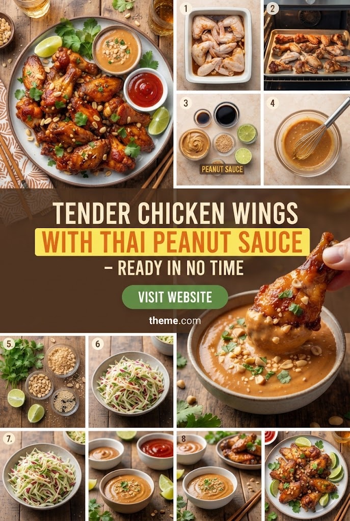 Tender Chicken Wings with Thai Peanut Sauce – Ready in No Timev