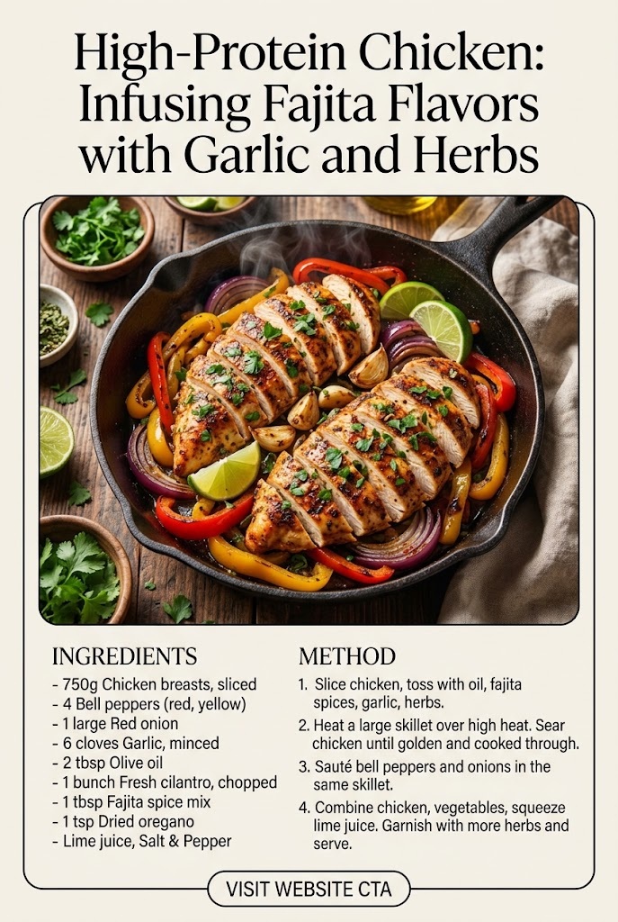 High-Protein Chicken: Infusing Fajita Flavors with Garlic and Herbs