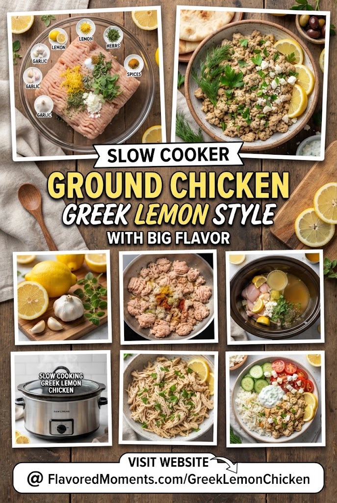 Slow Cooker Ground Chicken Greek Lemon Style – With Big Flavor