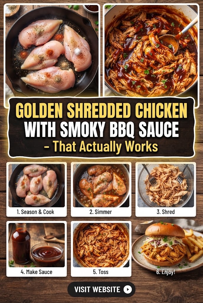 Golden Shredded Chicken with Smoky BBQ Sauce – That Actually Works